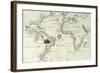 A Double-Page Map of the Atlantic Ocean, Showing the East Coast of North and South America, 1544-Battista Agnese-Framed Giclee Print