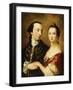 A Double Portrait of a Lady and a Gentleman, English School, 18th Century-null-Framed Giclee Print