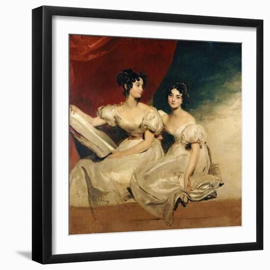 A Double Portrait of the Fullerton Sisters, Seated Full Length, in White Dresses, C.1825-Thomas Lawrence-Framed Giclee Print