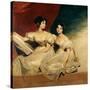 A Double Portrait of the Fullerton Sisters, Seated Full-Length, in White Dresses-Thomas Lawrence-Stretched Canvas