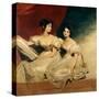 A Double Portrait of the Fullerton Sisters, Seated Full-Length, in White Dresses-Thomas Lawrence-Stretched Canvas