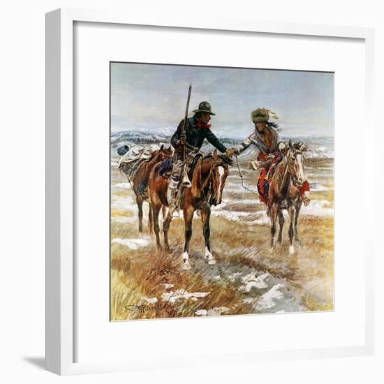 A Doubtful Handshake-Charles Marion Russell-Framed Premium Giclee Print