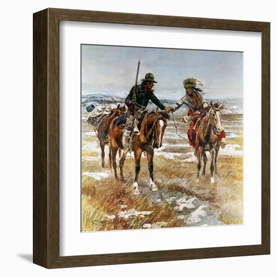 A Doubtful Handshake-Charles Marion Russell-Framed Art Print