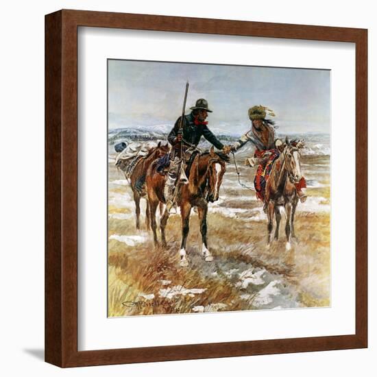 A Doubtful Handshake-Charles Marion Russell-Framed Art Print