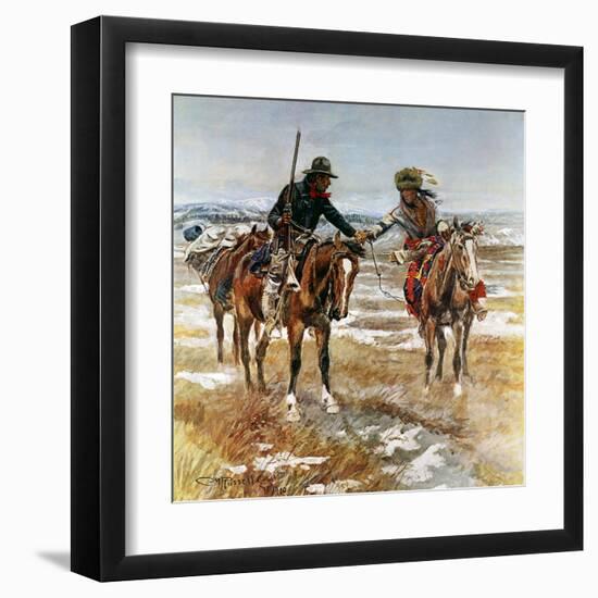 A Doubtful Handshake-Charles Marion Russell-Framed Art Print