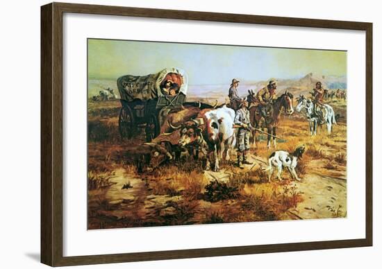 A Doubtful Visitor-Charles Marion Russell-Framed Art Print