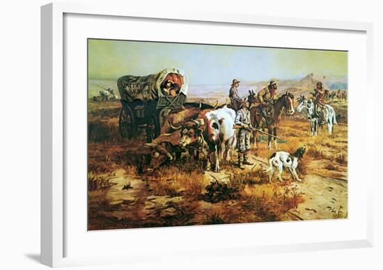 A Doubtful Visitor-Charles Marion Russell-Framed Art Print