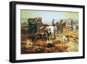 A Doubtful Visitor-Charles Marion Russell-Framed Art Print