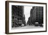 A Downtown Street Scene - Seattle, WA-Lantern Press-Framed Art Print