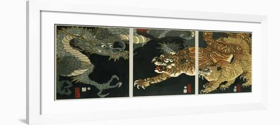 A Dragon and Two Tigers-Utagawa Sadahide-Framed Giclee Print