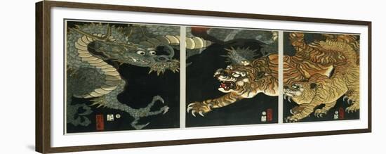 A Dragon and Two Tigers-Utagawa Sadahide-Framed Giclee Print