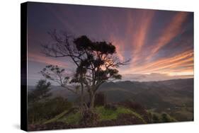 A Dramatic and Colorful Sunset over Sao Francisco Xavier's Farmland-Alex Saberi-Stretched Canvas