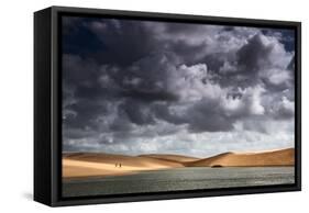 A Dramatic Sky over the Dunes and Lagoons in Brazil's Lencois Maranhenses National Park-Alex Saberi-Framed Stretched Canvas