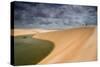 A Dramatic Sky over the Dunes and Lagoons in Brazil's Lencois Maranhenses National Park-Alex Saberi-Stretched Canvas