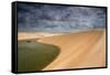 A Dramatic Sky over the Dunes and Lagoons in Brazil's Lencois Maranhenses National Park-Alex Saberi-Framed Stretched Canvas