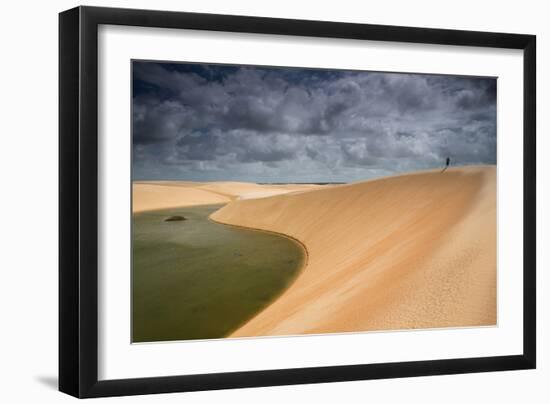 A Dramatic Sky over the Dunes and Lagoons in Brazil's Lencois Maranhenses National Park-Alex Saberi-Framed Photographic Print