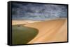 A Dramatic Sky over the Dunes and Lagoons in Brazil's Lencois Maranhenses National Park-Alex Saberi-Framed Stretched Canvas