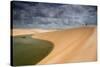 A Dramatic Sky over the Dunes and Lagoons in Brazil's Lencois Maranhenses National Park-Alex Saberi-Stretched Canvas