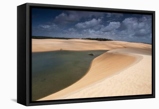 A Dramatic Sky over the Dunes and Lagoons in Brazil's Lencois Maranhenses National Park-Alex Saberi-Framed Stretched Canvas