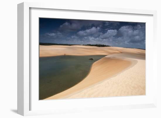 A Dramatic Sky over the Dunes and Lagoons in Brazil's Lencois Maranhenses National Park-Alex Saberi-Framed Photographic Print