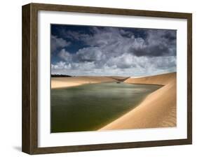 A Dramatic Sky over the Dunes and Lagoons in Brazil's Lencois Maranhenses National Park-Alex Saberi-Framed Photographic Print