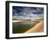 A Dramatic Sky over the Dunes and Lagoons in Brazil's Lencois Maranhenses National Park-Alex Saberi-Framed Photographic Print