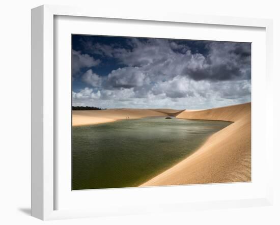 A Dramatic Sky over the Dunes and Lagoons in Brazil's Lencois Maranhenses National Park-Alex Saberi-Framed Photographic Print