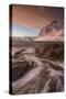 A dramatic sunset at Haukland Beach in winter, Lofoten, Nordland, Arctic-Ed Rhodes-Stretched Canvas