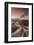 A dramatic sunset at Haukland Beach in winter, Lofoten, Nordland, Arctic-Ed Rhodes-Framed Photographic Print