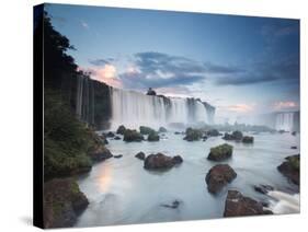 A Dramatic Sunset over Iguacu Waterfalls-Alex Saberi-Stretched Canvas