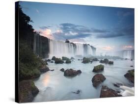 A Dramatic Sunset over Iguacu Waterfalls-Alex Saberi-Stretched Canvas