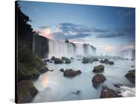 A Dramatic Sunset over Iguacu Waterfalls-Alex Saberi-Stretched Canvas