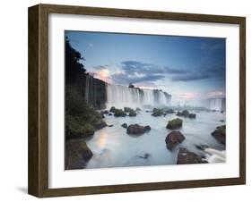 A Dramatic Sunset over Iguacu Waterfalls-Alex Saberi-Framed Photographic Print