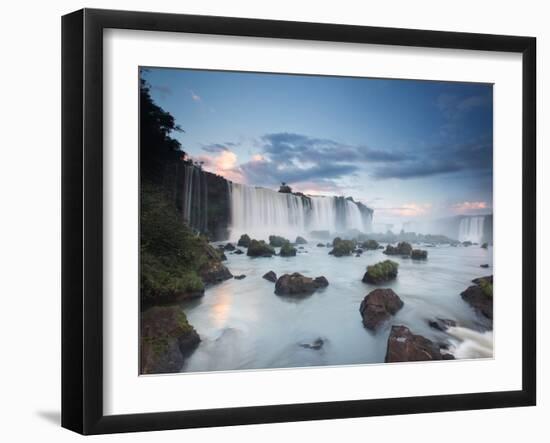 A Dramatic Sunset over Iguacu Waterfalls-Alex Saberi-Framed Photographic Print