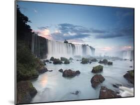 A Dramatic Sunset over Iguacu Waterfalls-Alex Saberi-Mounted Photographic Print