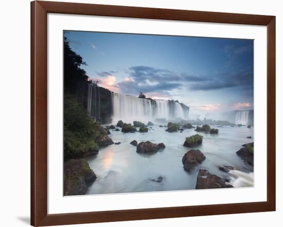 A Dramatic Sunset over Iguacu Waterfalls-Alex Saberi-Framed Photographic Print