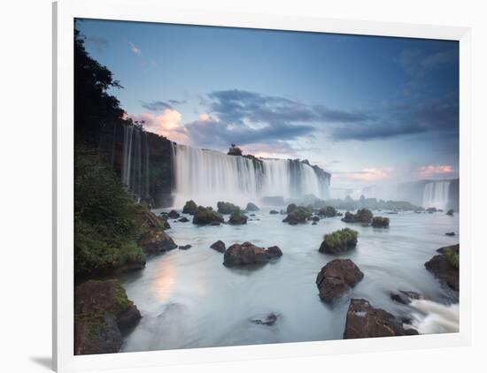 A Dramatic Sunset over Iguacu Waterfalls-Alex Saberi-Framed Photographic Print