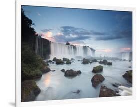 A Dramatic Sunset over Iguacu Waterfalls-Alex Saberi-Framed Photographic Print