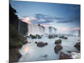 A Dramatic Sunset over Iguacu Waterfalls-Alex Saberi-Mounted Photographic Print