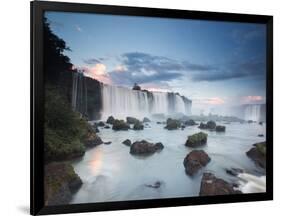 A Dramatic Sunset over Iguacu Waterfalls-Alex Saberi-Framed Photographic Print