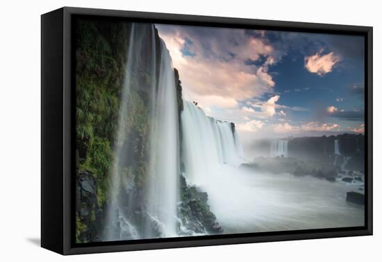 A Dramatic Sunset over Iguacu Waterfalls-Alex Saberi-Framed Stretched Canvas