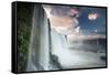 A Dramatic Sunset over Iguacu Waterfalls-Alex Saberi-Framed Stretched Canvas