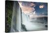 A Dramatic Sunset over Iguacu Waterfalls-Alex Saberi-Stretched Canvas