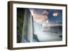 A Dramatic Sunset over Iguacu Waterfalls-Alex Saberi-Framed Photographic Print