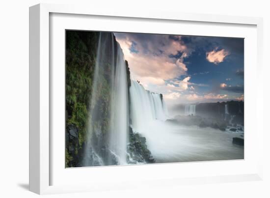 A Dramatic Sunset over Iguacu Waterfalls-Alex Saberi-Framed Photographic Print