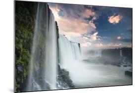 A Dramatic Sunset over Iguacu Waterfalls-Alex Saberi-Mounted Photographic Print