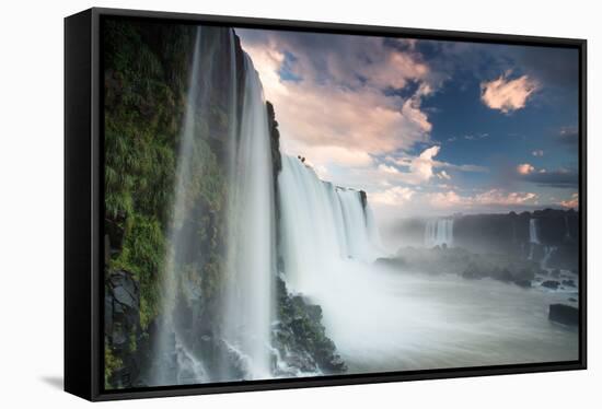 A Dramatic Sunset over Iguacu Waterfalls-Alex Saberi-Framed Stretched Canvas