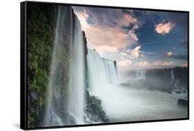 A Dramatic Sunset over Iguacu Waterfalls-Alex Saberi-Framed Stretched Canvas