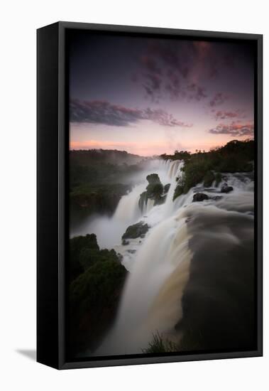 A Dramatic Sunset over Iguazu Falls-Alex Saberi-Framed Stretched Canvas