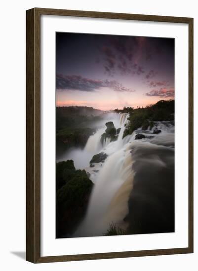 A Dramatic Sunset over Iguazu Falls-Alex Saberi-Framed Photographic Print